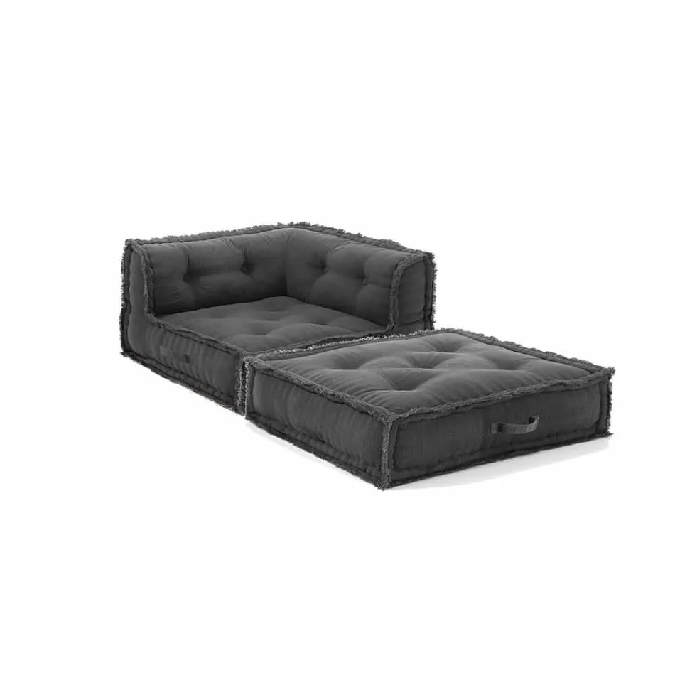 Sillón Chaise Longue de esquina en algodón gris, verde o azul - Fibra Viadurini