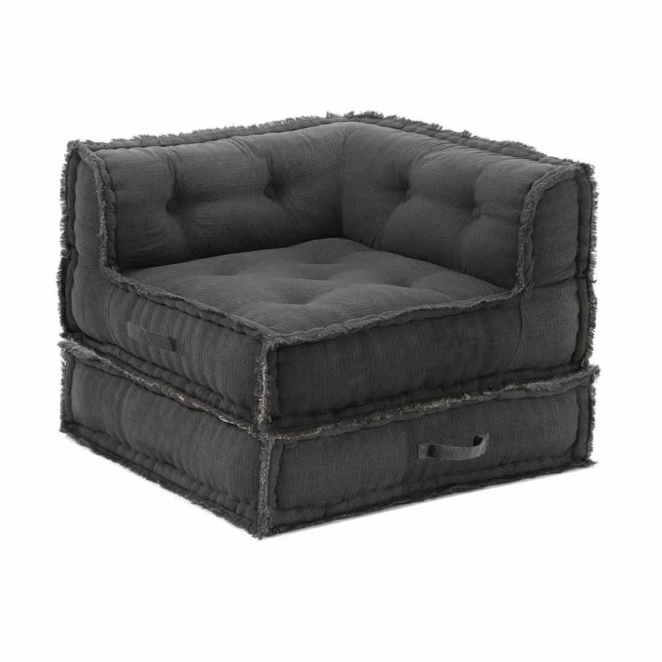 Sillón Chaise Longue de esquina en algodón gris, verde o azul - Fibra Viadurini