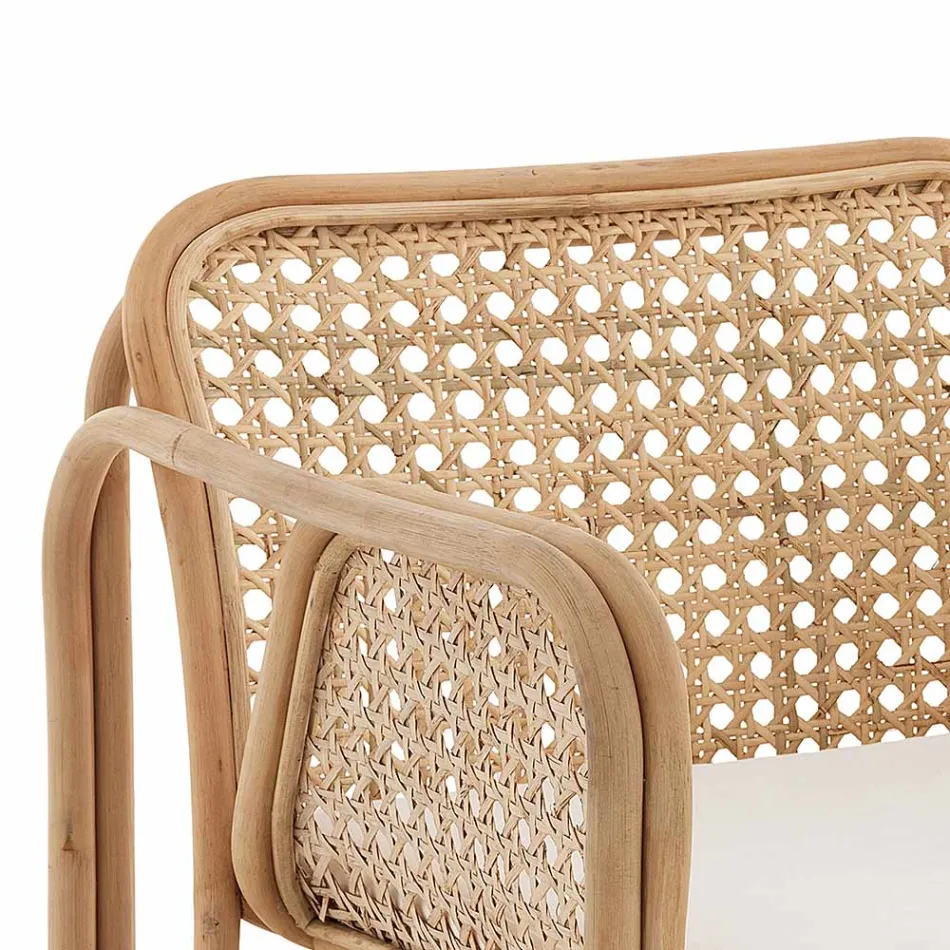 Sillón de exterior e interior de ratán y cojines de tela Saia - Voir Viadurini