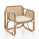 Sillón de exterior e interior de ratán y cojines de tela Saia - Voir Viadurini