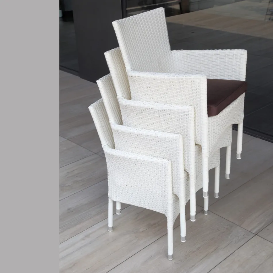 Silla apilable para exterior de aluminio recubierto de mimbre - Bruma Viadurini