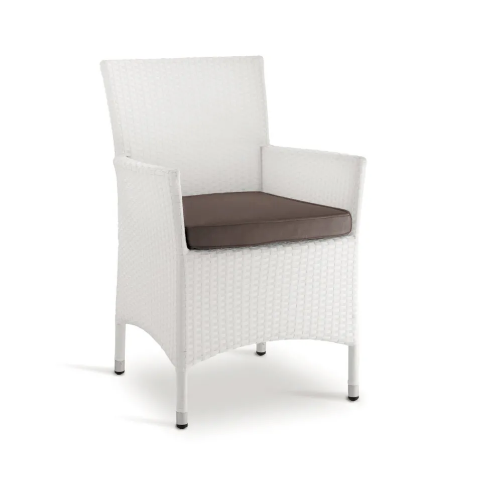 Silla apilable para exterior de aluminio recubierto de mimbre - Bruma Viadurini