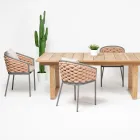 Sillón de exterior en aluminio y tejido Olefil tejido a mano - Reda Viadurini