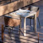 Sillón de exterior en aluminio y tejido Olefil tejido a mano - Reda Viadurini