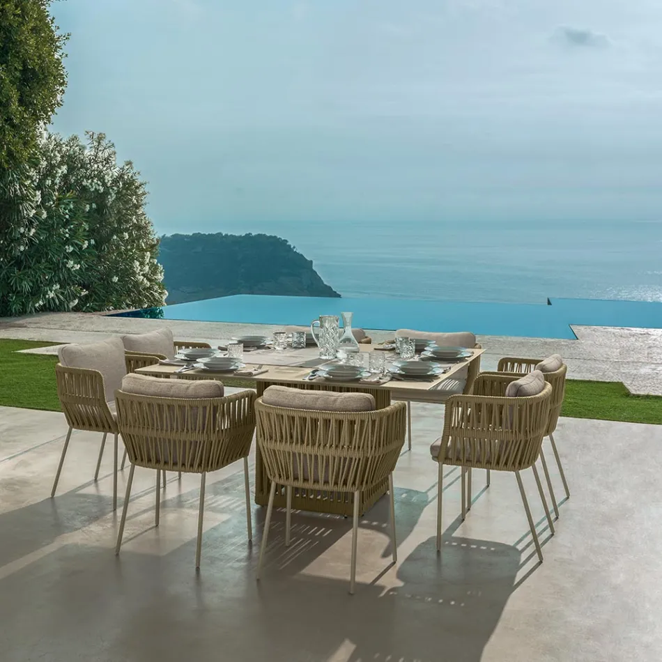 Sillón de exterior Cliff Talenti en cuerda y tela de Palomba Viadurini