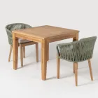 Sillón de exterior en teca y tejido de polietileno - Jhon Viadurini