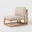 Sillón de exterior en teca natural y cojines - Circe Viadurini