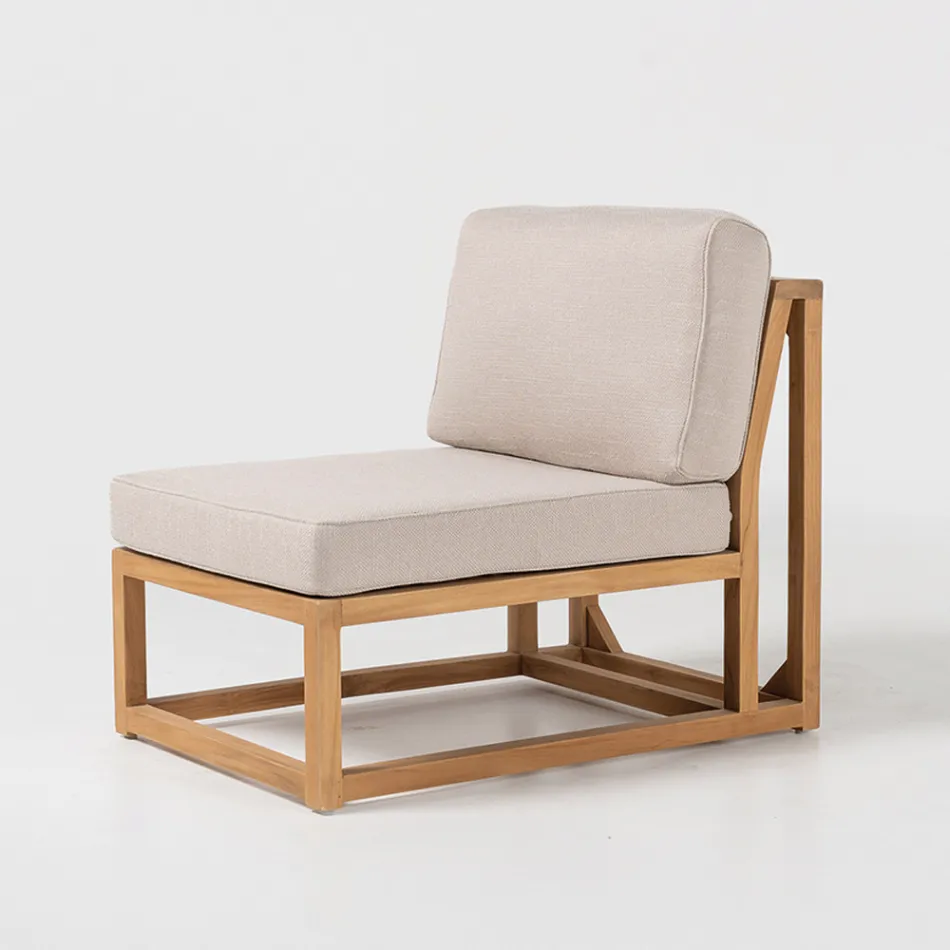 Sillón de exterior en teca natural y cojines - Circe Viadurini