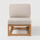 Sillón de exterior en teca natural y cojines - Circe Viadurini
