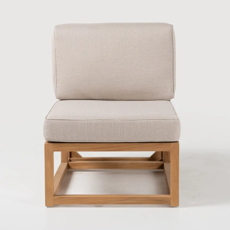 Sillón de exterior en teca natural y cojines - Circe Viadurini