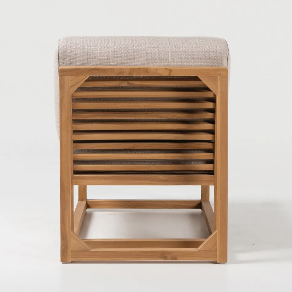 Sillón de exterior en teca natural y cojines - Circe Viadurini