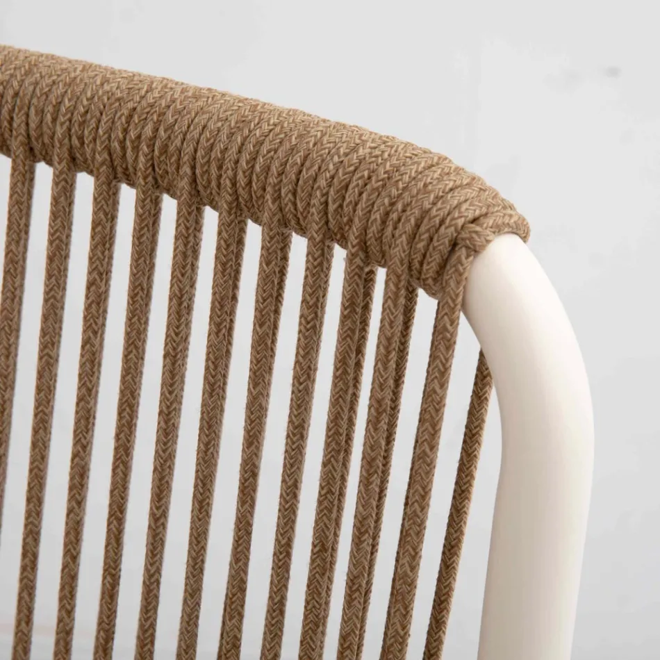 Sillón de exterior de aluminio beige y cuerda Terra - Luxe Viadurini