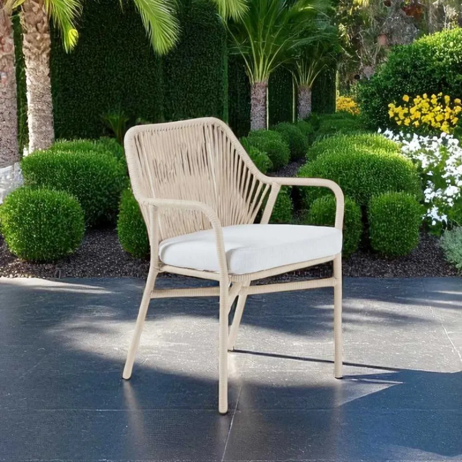 Silla de jardín de aluminio y tejido de cuerda - Asteria Viadurini