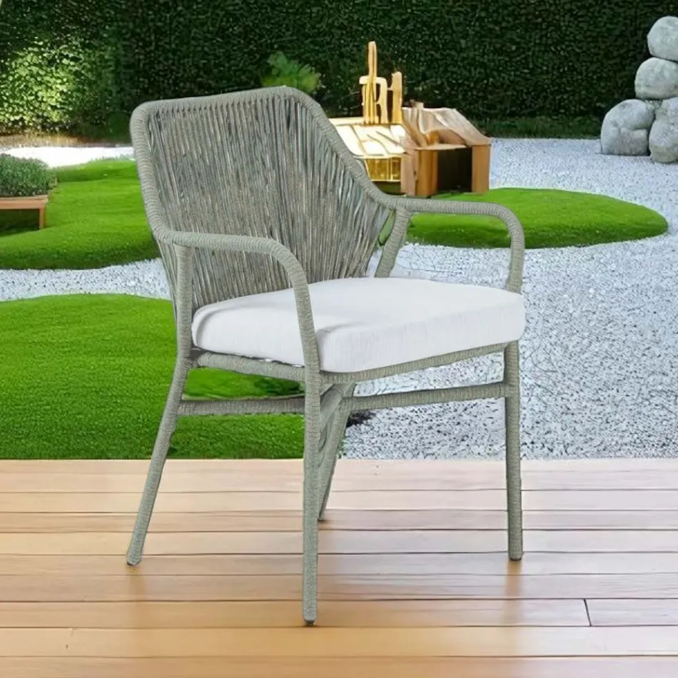 Silla de jardín de aluminio y tejido de cuerda - Asteria Viadurini