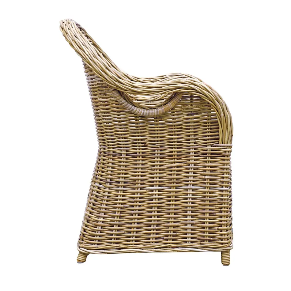 Sillón de Jardín de Madera y Fibra Kubu Gris - Lido Viadurini