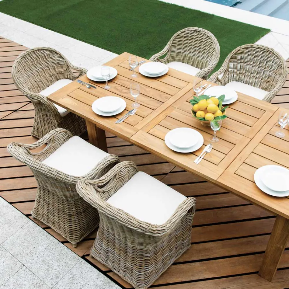 Sillón de Jardín de Madera y Fibra Kubu Gris - Lido Viadurini