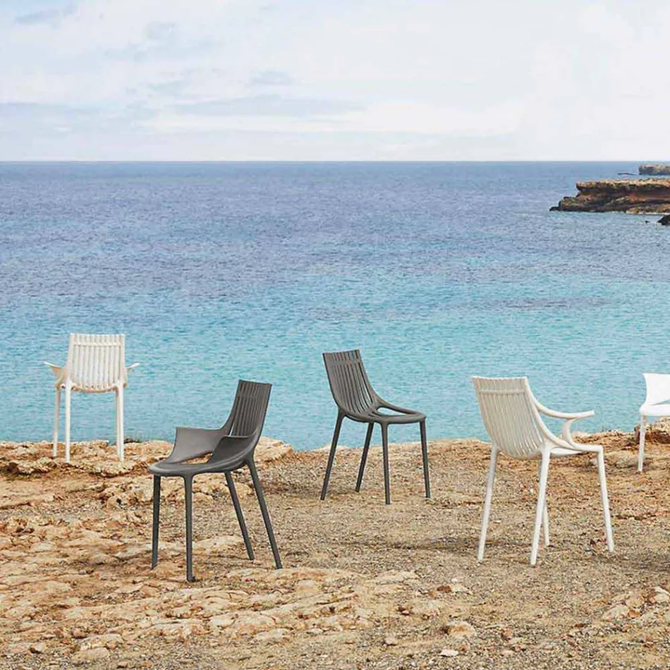 Sillón de comedor de plástico apilable para exteriores 4 piezas - Ibiza by Vondom Viadurini