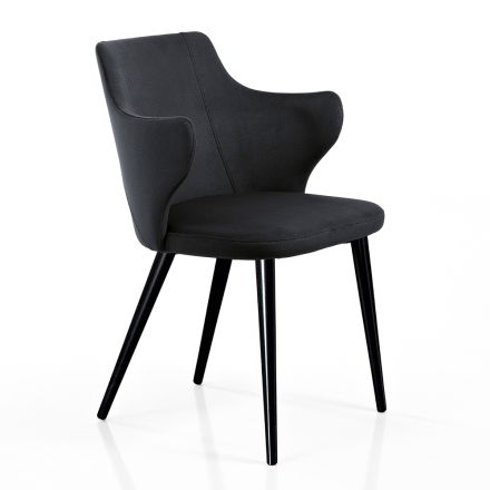 Elegante sillón de salón en tela de colores y metal negro - Duquesa Viadurini