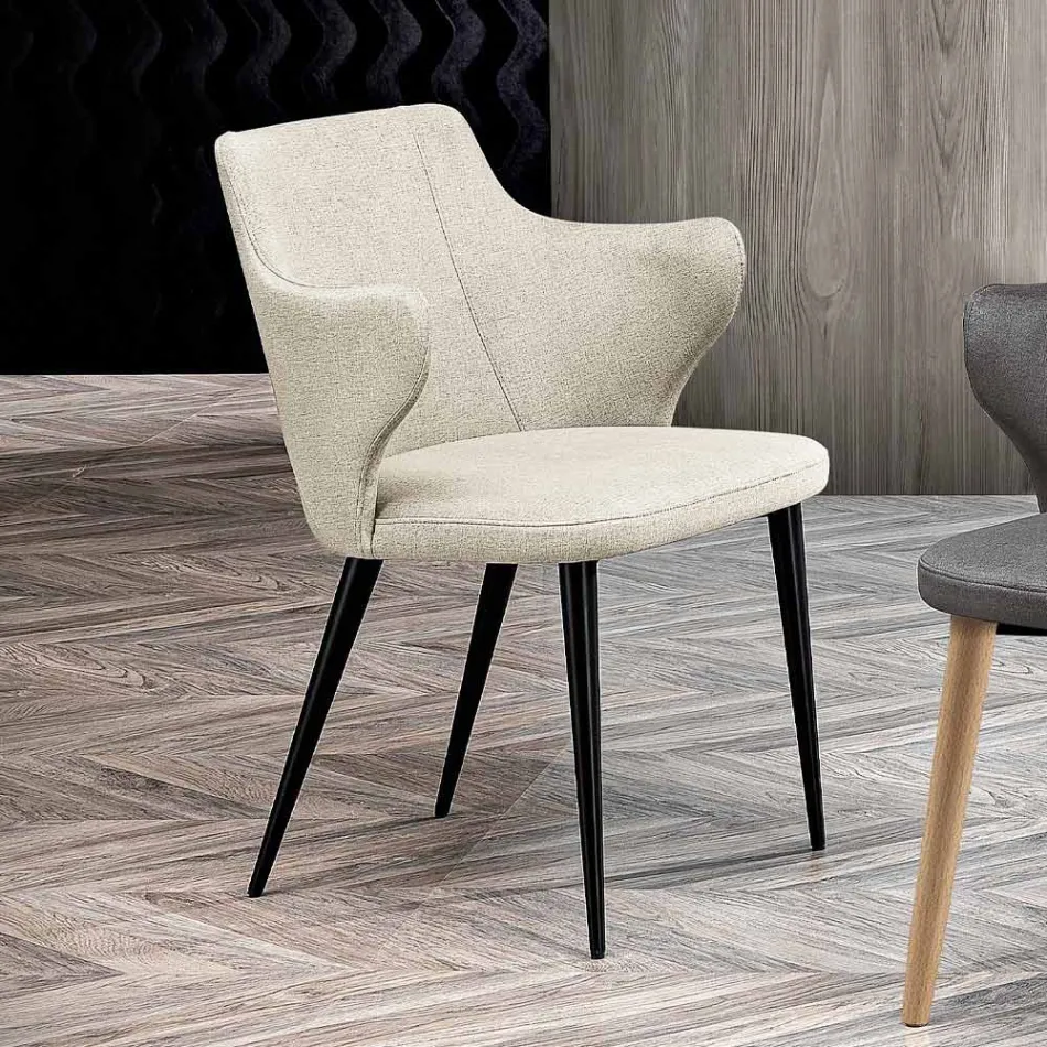 Elegante sillón de salón en tela de colores y metal negro - Duquesa Viadurini