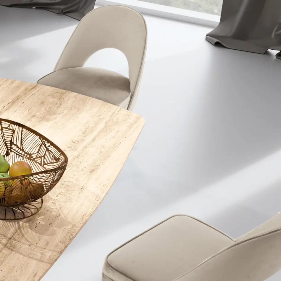 Sillón de salón en diferentes tejidos con carcasa de madera - Edgar Viadurini