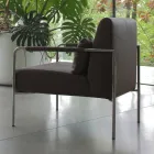 Sillón de metal y asiento de ecopiel Made in Italy - Menta Viadurini
