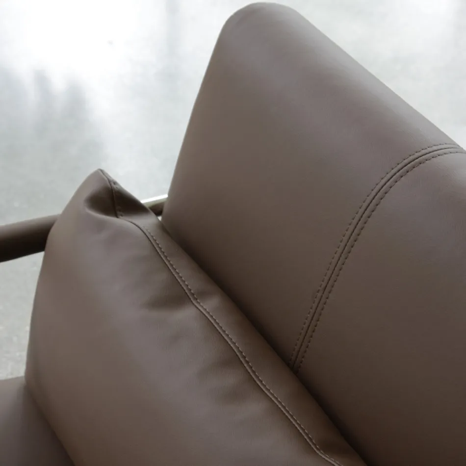 Sillón de metal y asiento de ecopiel Made in Italy - Menta Viadurini