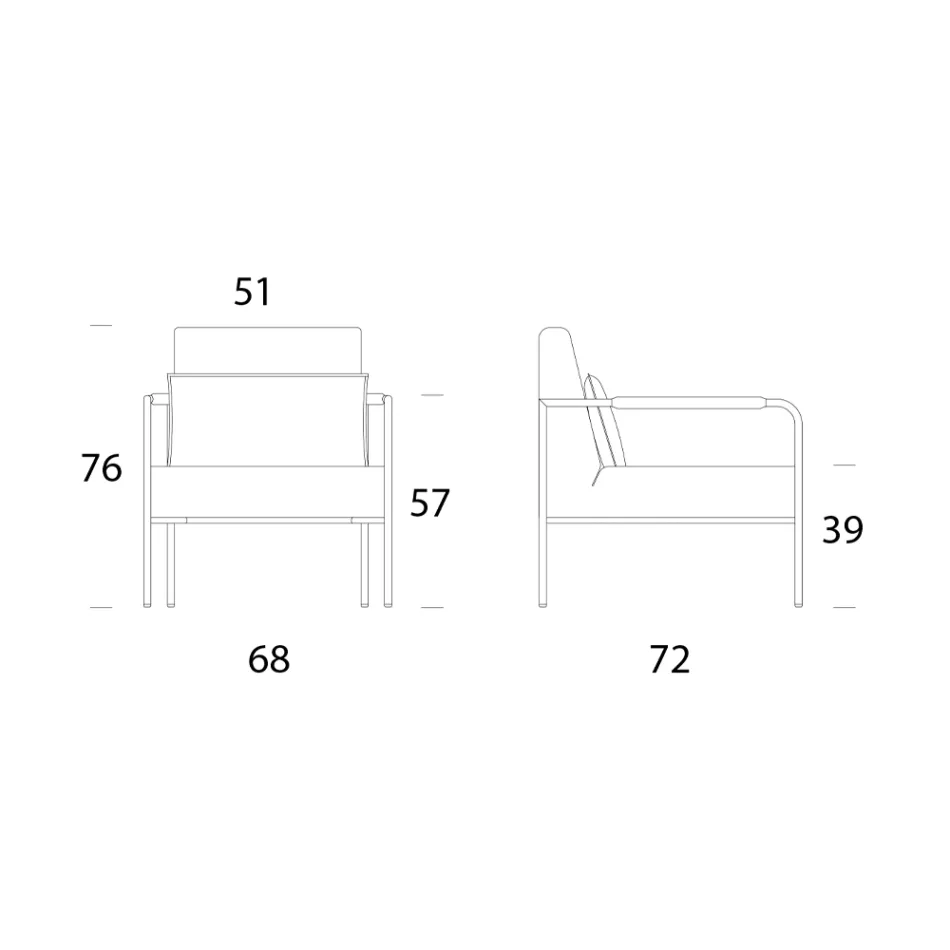 Sillón de metal y asiento de ecopiel Made in Italy - Menta Viadurini