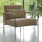 Sillón de metal y asiento de ecopiel Made in Italy - Menta Viadurini