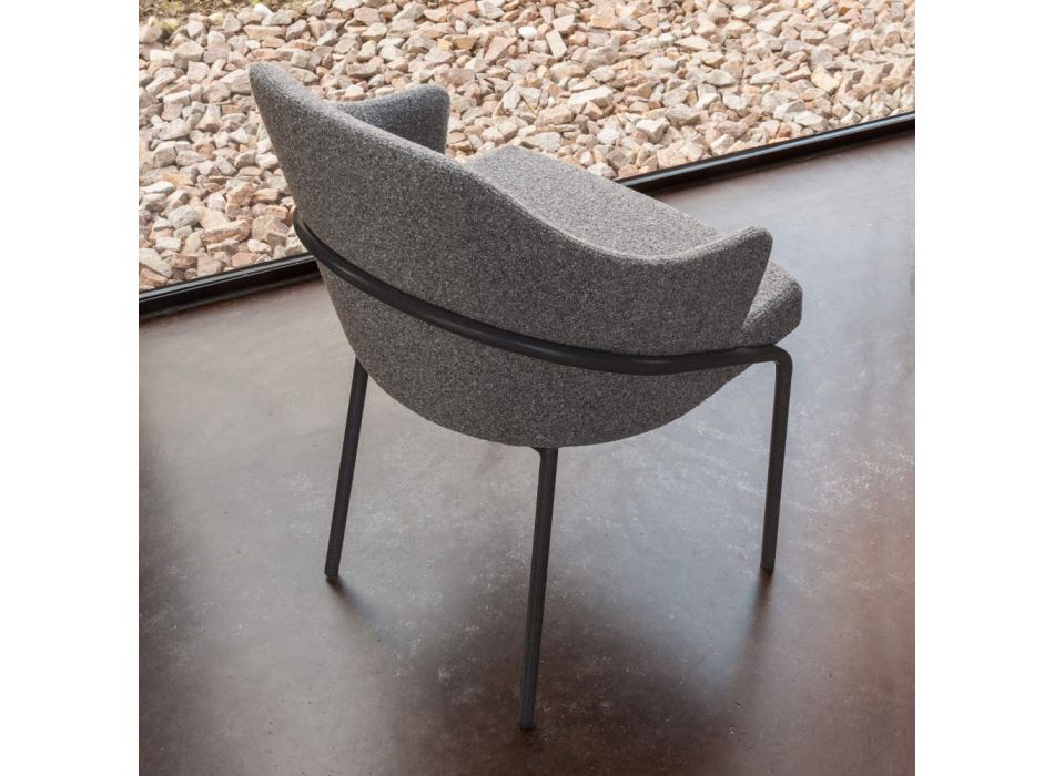 Sillón de metal y asiento de tejido reciclado Made in Italy - Sage Viadurini