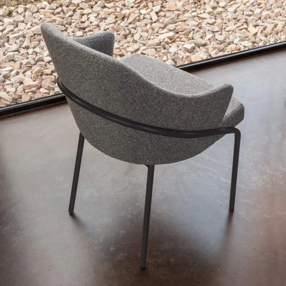 Sillón de metal y asiento de tejido reciclado Made in Italy - Sage Viadurini