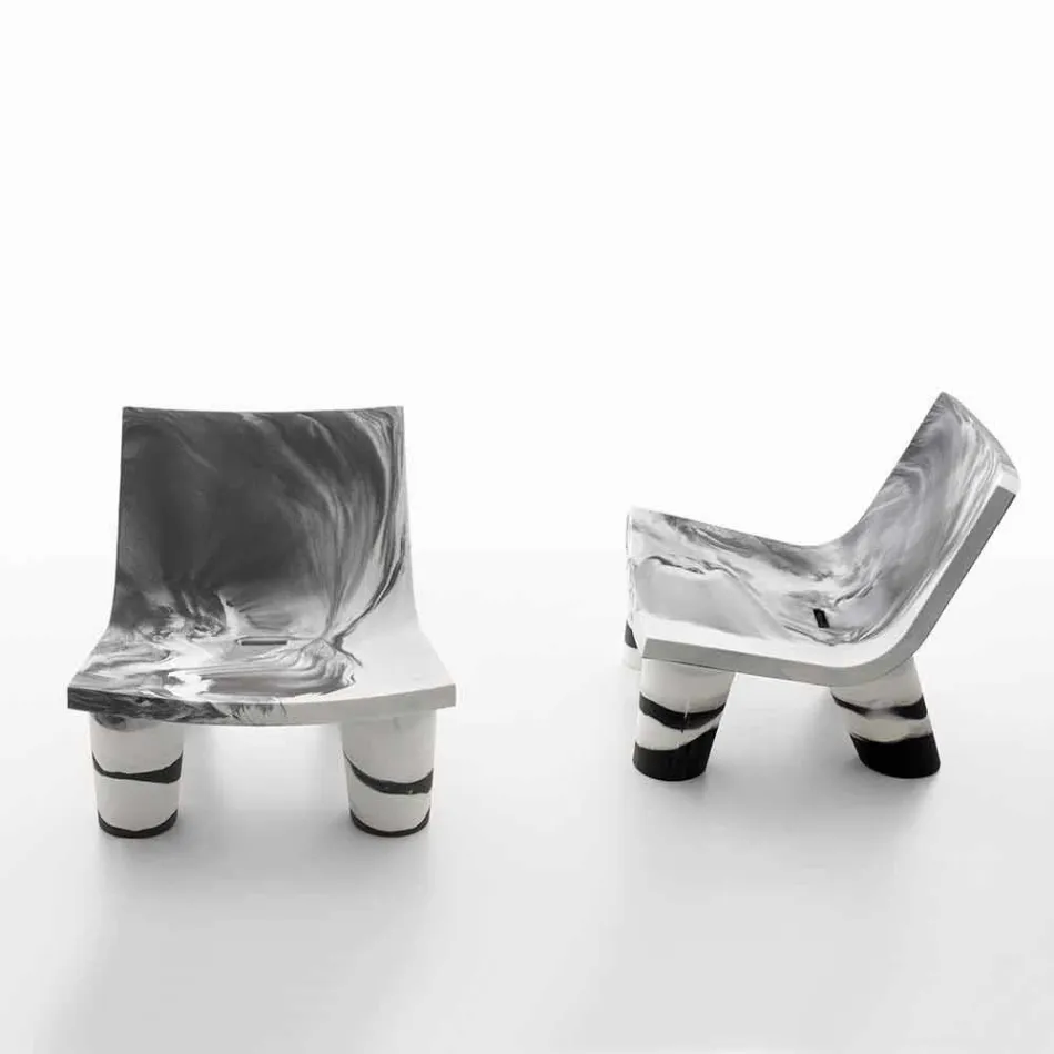 Chaise longue en blanco y negro Slide Low Lita Aniversario hecho en Italia Viadurini
