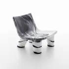 Chaise longue en blanco y negro Slide Low Lita Aniversario hecho en Italia Viadurini