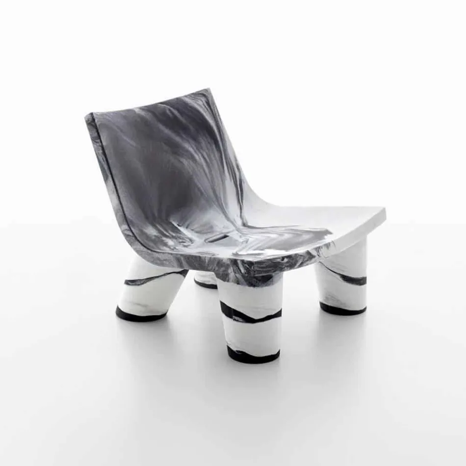 Chaise longue en blanco y negro Slide Low Lita Aniversario hecho en Italia Viadurini