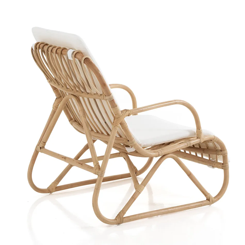 Sillón para ambientes interiores y exteriores en ratán y cojín de algodón - Jouer Viadurini