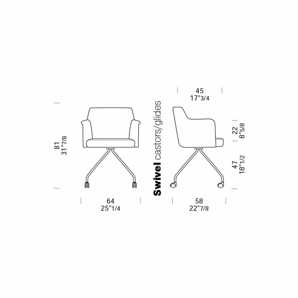 Sillón de oficina giratorio con ruedas y apoyabrazos Made in Italy - Felix Viadurini