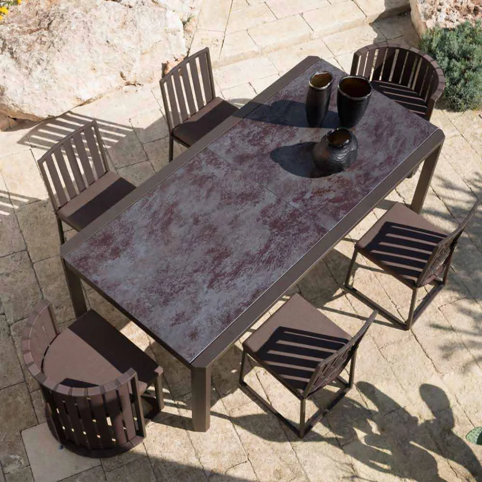 Sillón de comedor al aire libre en aluminio y cuerdas de diseño de lujo - Julie Viadurini