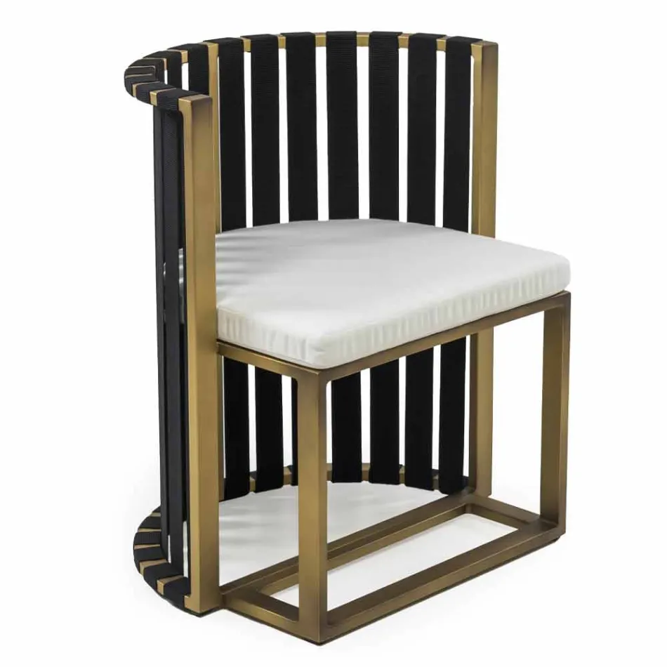 Sillón de comedor al aire libre en aluminio y cuerdas de diseño de lujo - Julie Viadurini