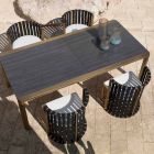 Sillón de comedor al aire libre en aluminio y cuerdas de diseño de lujo - Julie Viadurini
