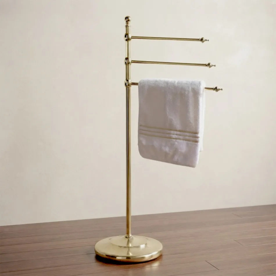 Toallero de baño de latón vintage de 3 brazos para pie – Brest Viadurini