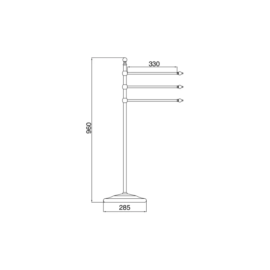 Toallero de baño de latón vintage de 3 brazos para pie – Brest Viadurini