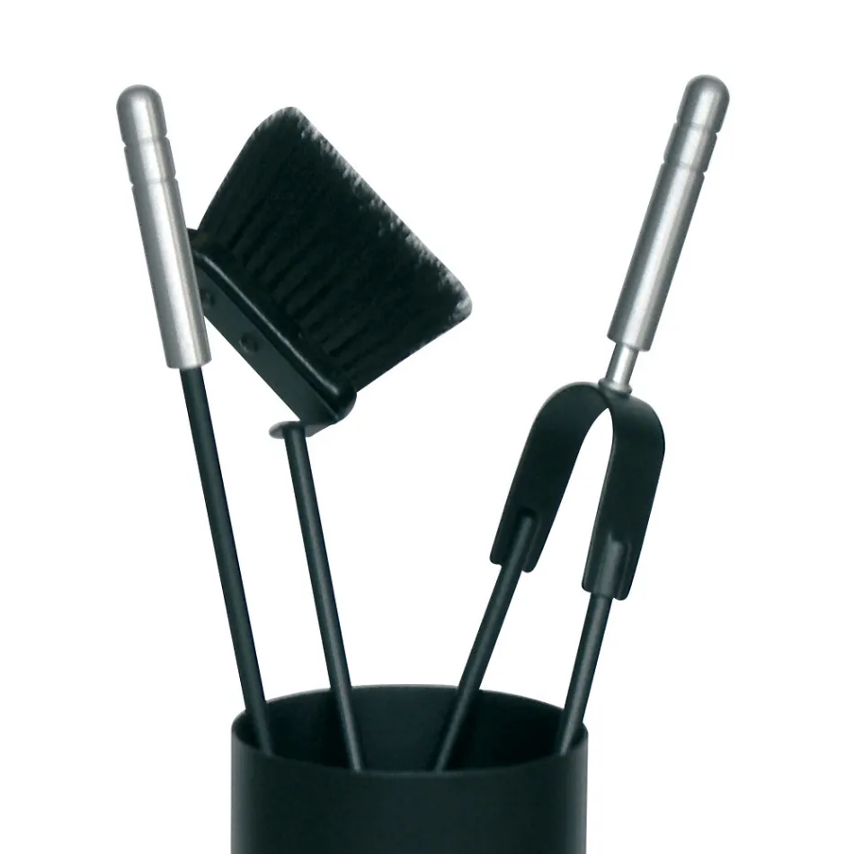 Portaherramientas con 3 herramientas para el cuidado de la chimenea Made in Italy - Cuscus Viadurini