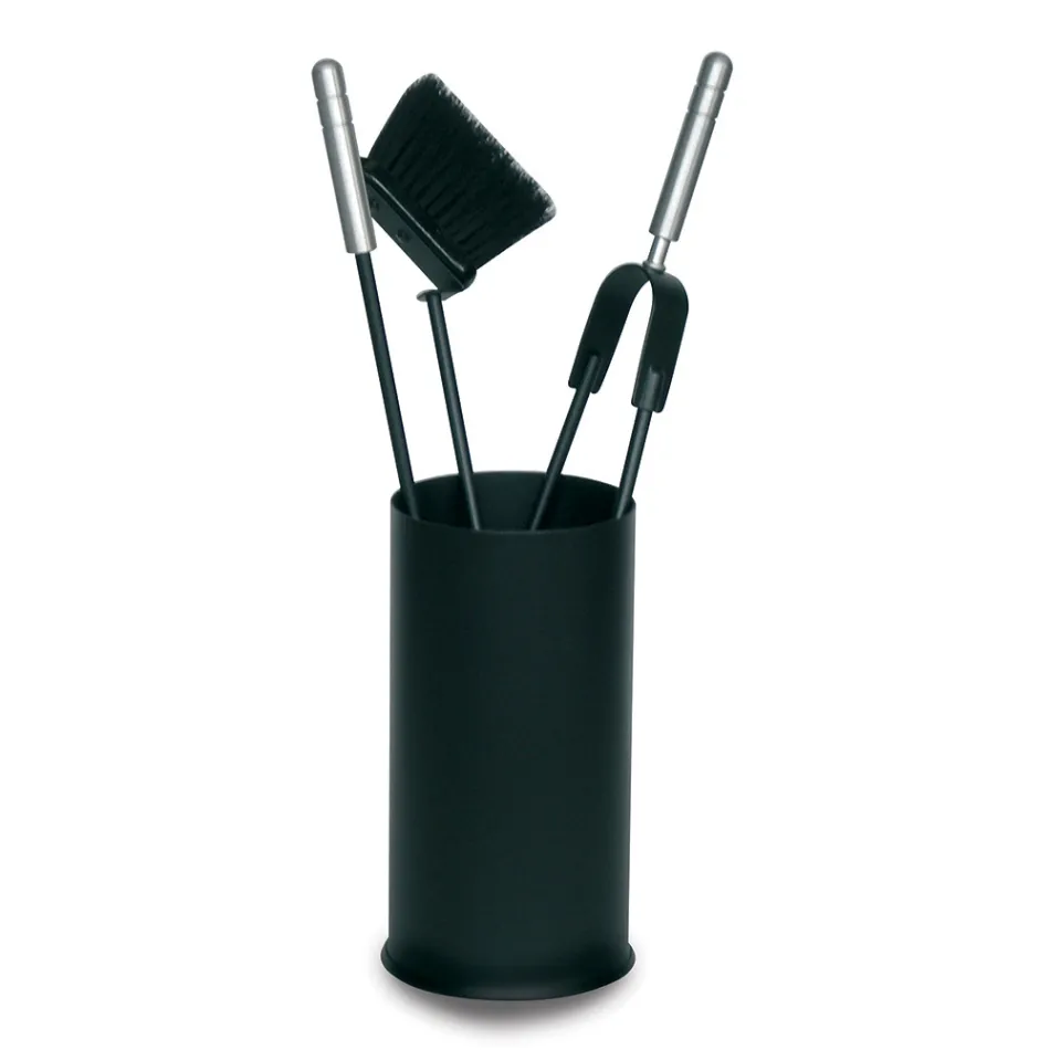 Portaherramientas con 3 herramientas para el cuidado de la chimenea Made in Italy - Cuscus Viadurini