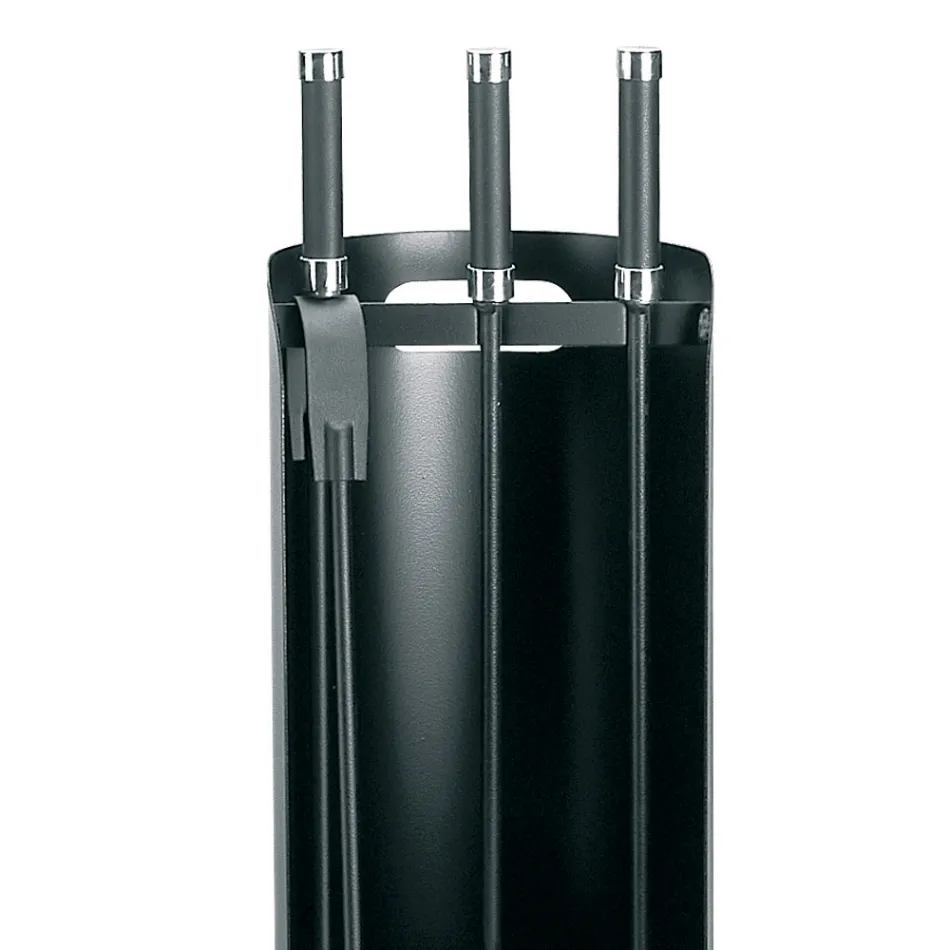 Portaherramientas con 3 herramientas metálicas para chimenea Made in Italy - Bazar Viadurini