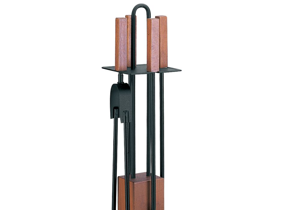 Portaherramientas con 4 accesorios, mangos y estructura de madera Made in Italy - Koi Viadurini