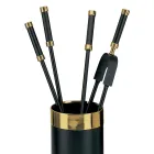 Portaherramientas con 4 accesorios para chimenea incluidos Made in Italy - Serpiente Viadurini