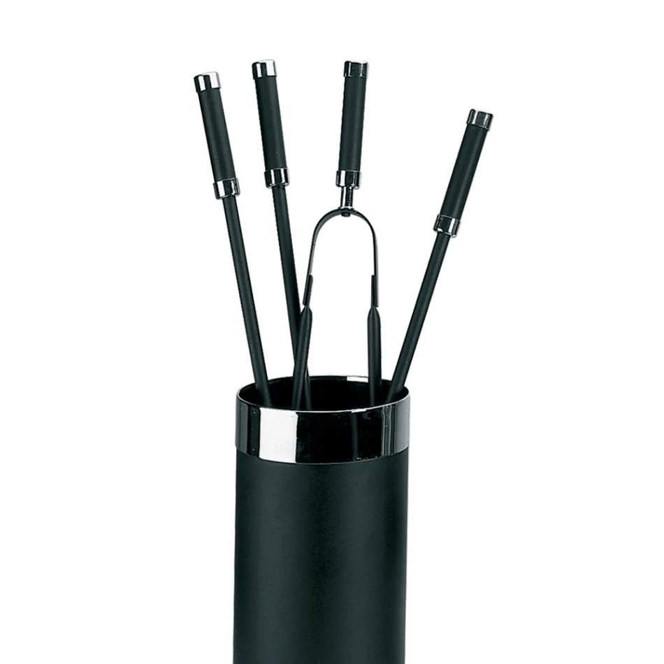 Portaherramientas con 4 accesorios para chimenea incluidos Made in Italy - Serpiente Viadurini