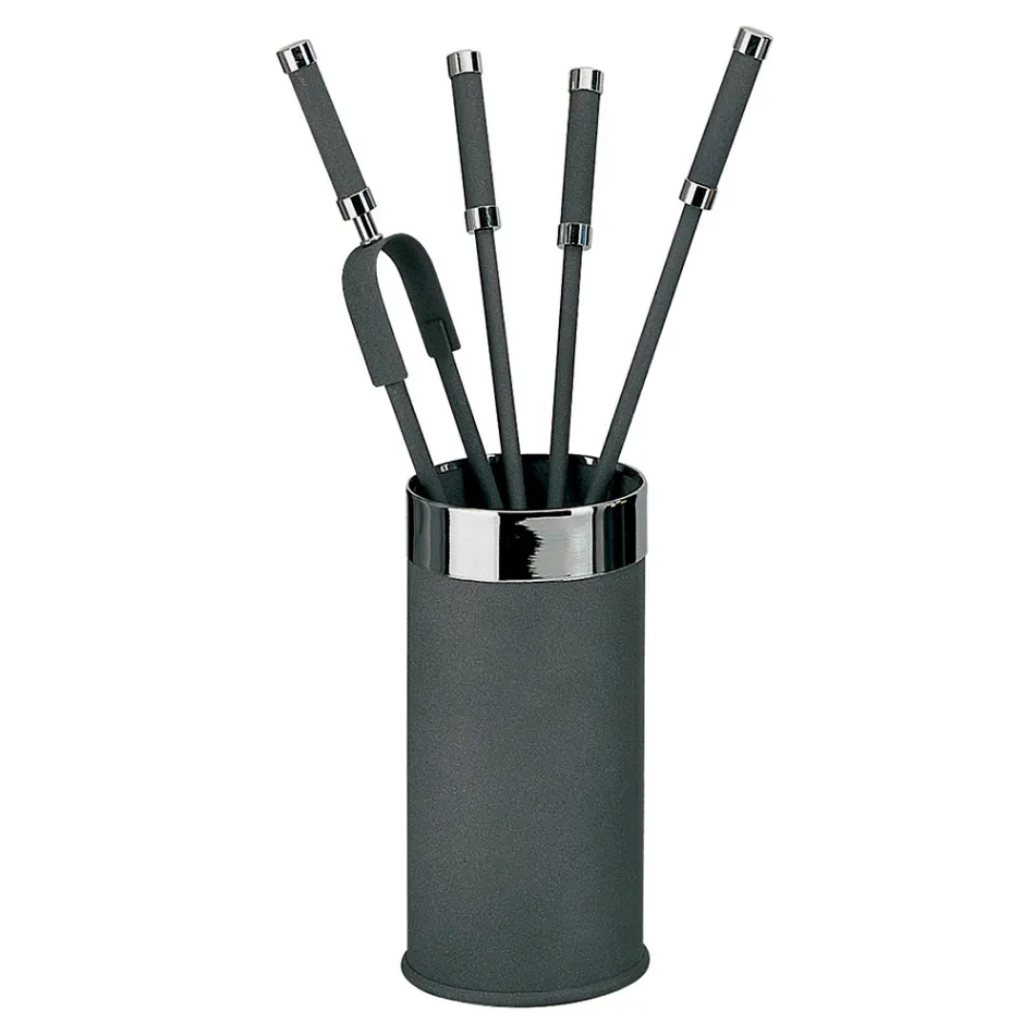 Portaherramientas con 4 accesorios para chimenea incluidos Made in Italy - Serpiente Viadurini