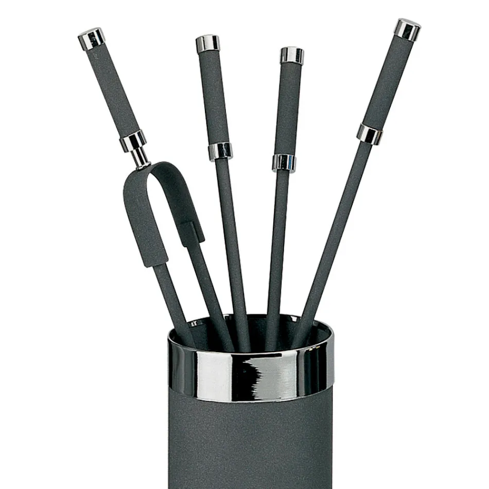 Portaherramientas con 4 accesorios para chimenea incluidos Made in Italy - Serpiente Viadurini