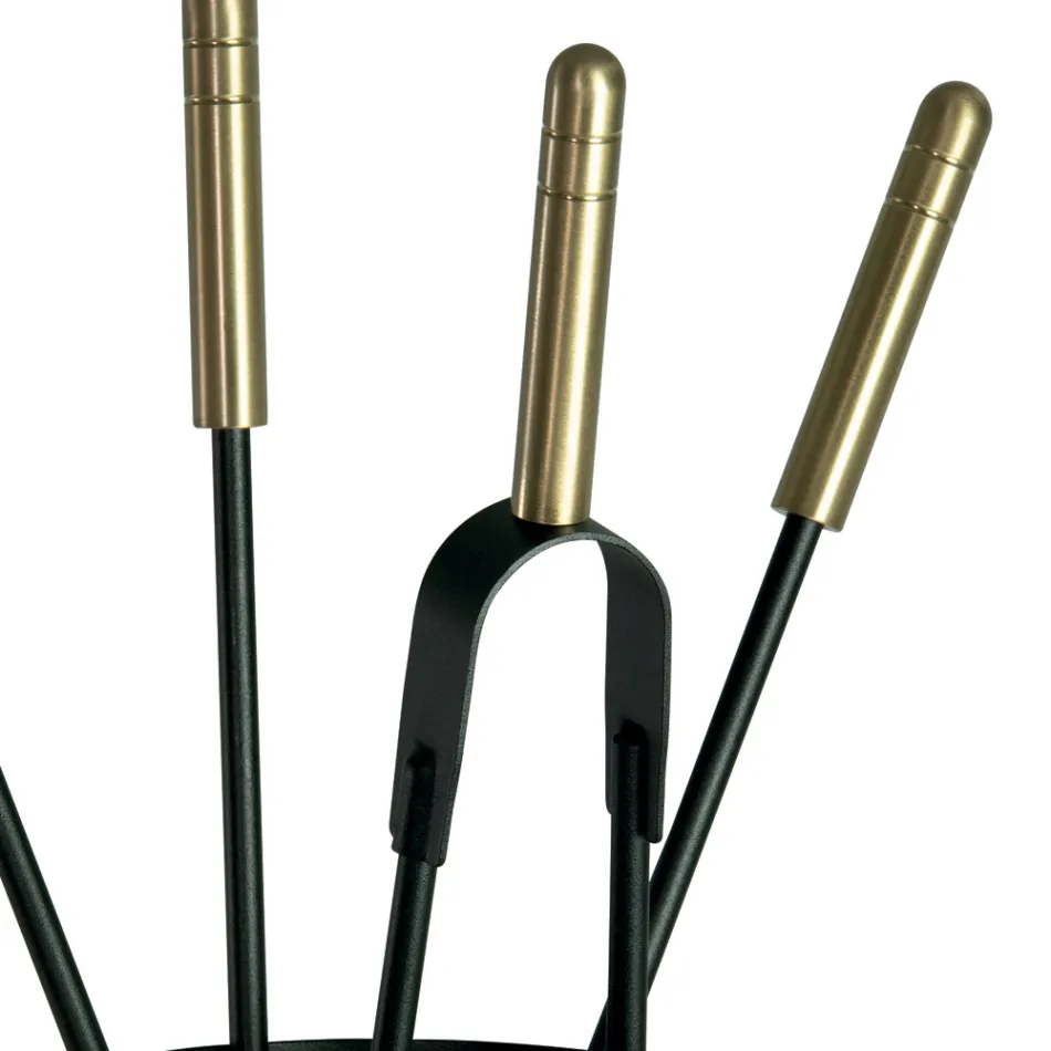 Portaherramientas con 4 herramientas para el cuidado de la chimenea Made in Italy - Fakir Viadurini