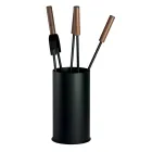 Portaherramientas con 4 herramientas para el cuidado de la chimenea Made in Italy - Fakir Viadurini